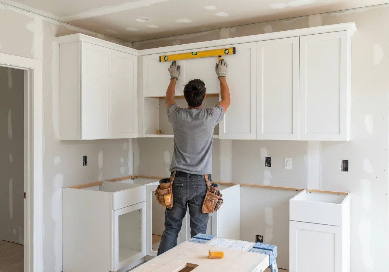 Cabinet installation in San Diego kitchen remodel